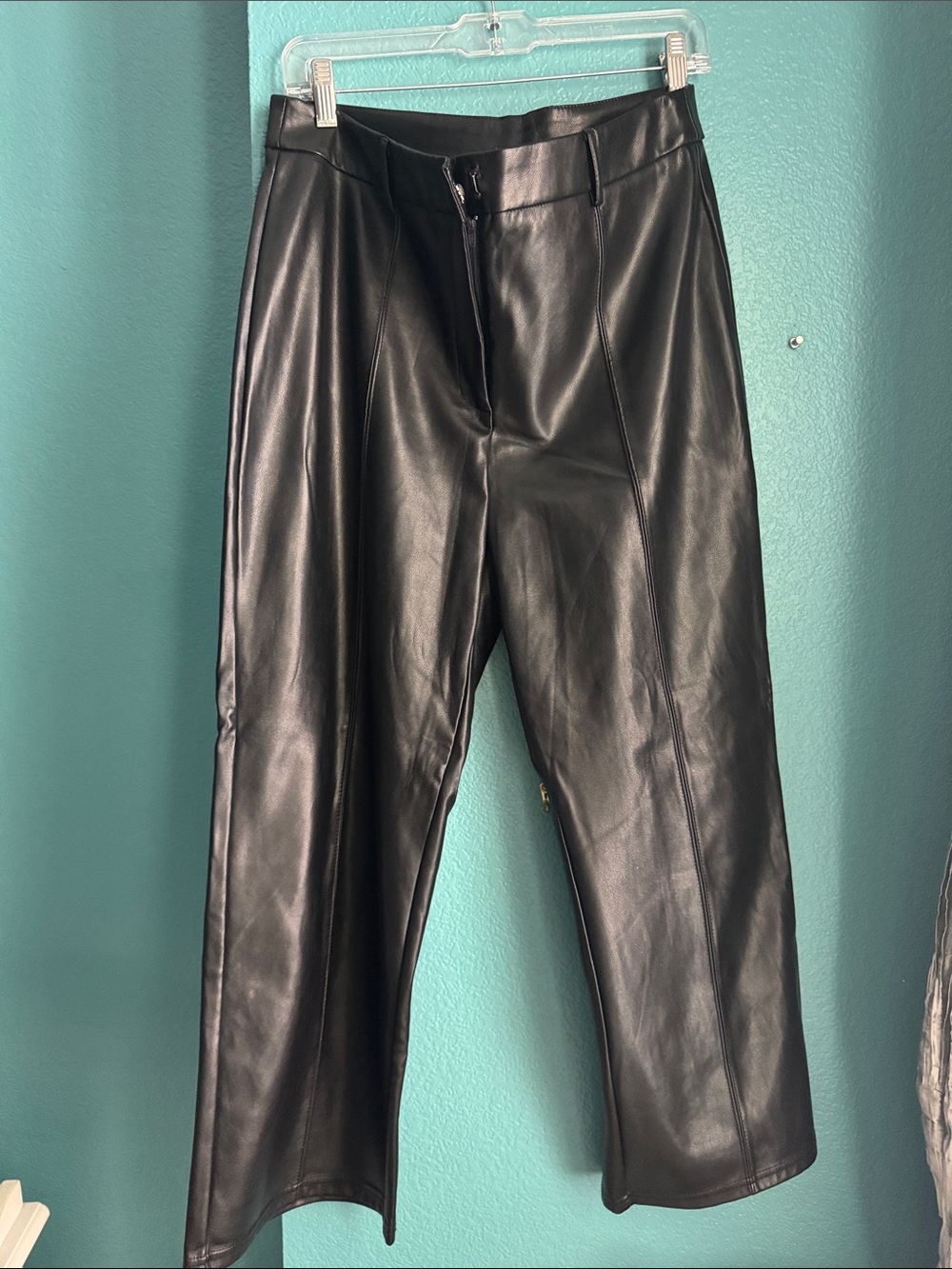Avec Les Filles Black Faux Crop Pants